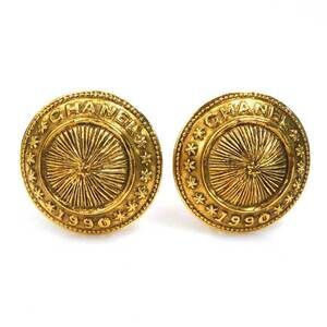 Chanel earrings, metal, gold, women's, e62148a